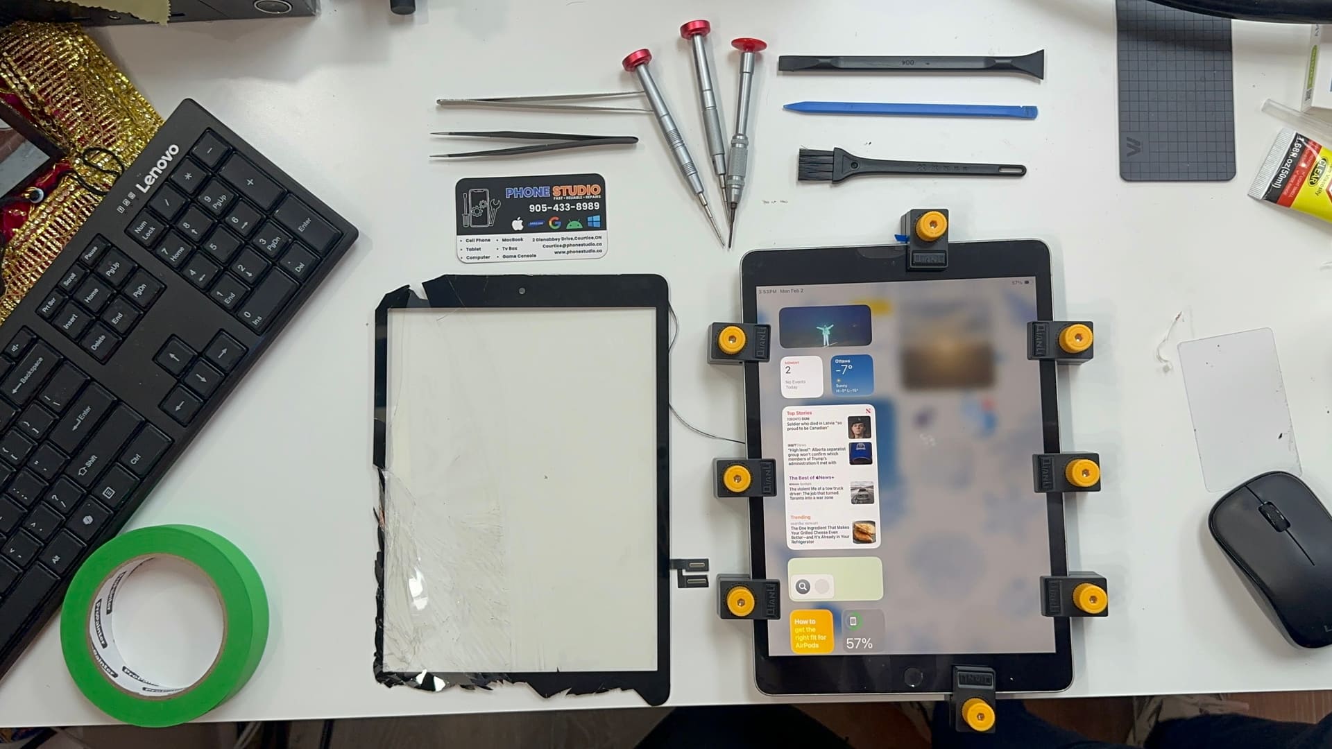 iPad 9 glass and digitizer repair on the Phone Studio bench
